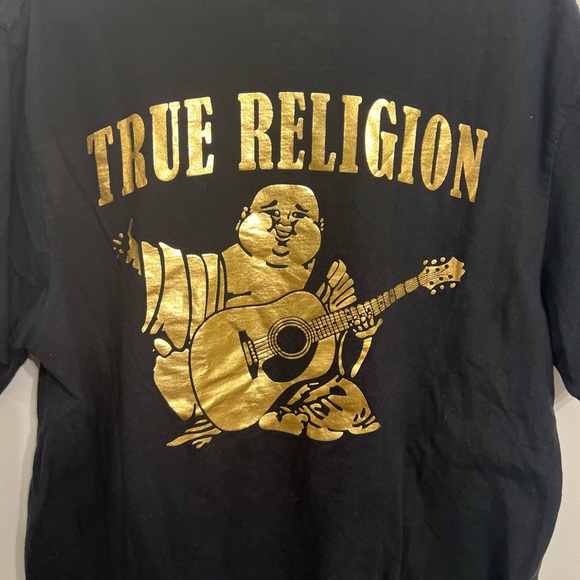 TRUE RELIGION MEN'S BLACK CREW NECK‎ SHORT SLEEVE T-SHIRT SIZE L - Picture 1 of 5